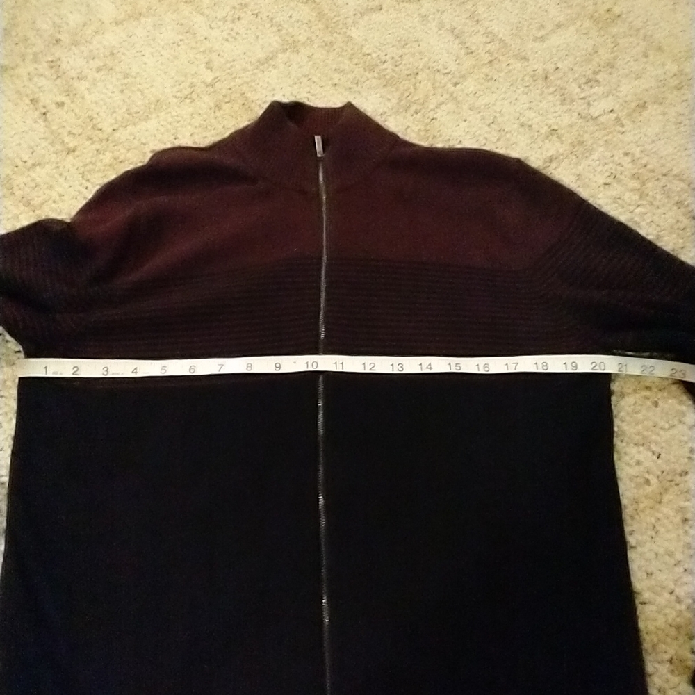 Size L mens burgundy black zip up cardigan - Picture 11 of 13
